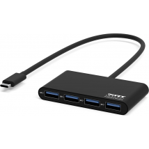 USB C 3.0 to 4 ports USB A 2.0 Hub Black Port