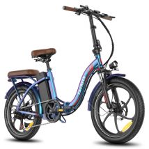 Bicicleta eléctrica plegable Fafrees F20+ Pro, motor de 250 W, batería de 36 V y 25 AH, neumáticos de 20 x 3 pulgadas - Azul Aurora - Nuevo