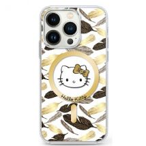 Étui Hello Kitty pour iPhone 16 Pro Max 6.9 blanc étui rigide IML Golden Leaves MagSafe