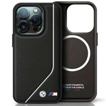 Funda BMW para iPhone 15 6.1 negra rígida Perforated Twisted Line MagSafe - Nuevo