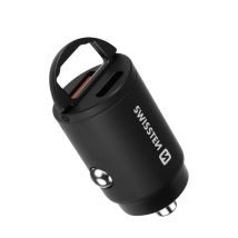 Cargador de coche ultracompacto con salidas USB-C y USB 30W Nano Swissten Negro - Nuevo
