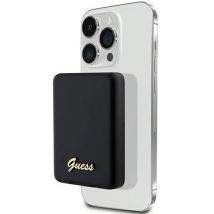Guess 15W Fast 5000mAh 1x USB-C Power Bank con MagSafe Metal Ssript Logo Negro - Nuevo