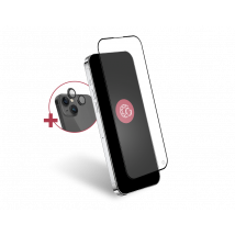 iPhone 15 Pack 1 Protector de Pantalla Original 2.5D 100% vidrio orgánico reciclado + 2 Protectores de Lente GRS Force Glass Garantía de por vida 