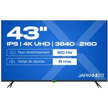 JAPANNEXT JN-IPS430UHD60F - Schermo 43 pollici - 4K 3840x2160 UHD 60Hz - IPS - 250 cd/m2 - 1200:1 - HDR - HDMI x3 - telecomando - supporti - Nuovo