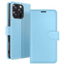 Zanaé Funda tipo cartera para iPhone 16 Pro con soporte y lengüeta magnética Azul Claro - Nuevo