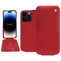 Funda de piel Apple iPhone 15 Pro Max - Solapa vertical - Rojo - Piel lisa de primera calidad - Nuevo