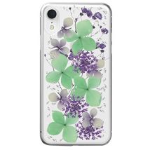 PURO Funda para iPhone XR Serie Glam Hippie Chic con Decoración de Flores Naturales Transparente - Nuevo