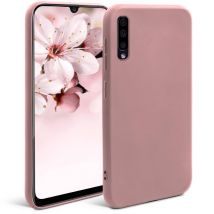 Funda de silicona Moozy Minimalist Series para Samsung A50, Beige rosado - Acabado mate fino y flexible en TPU - Nuevo