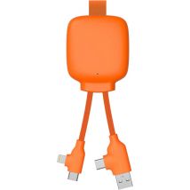 Cavo multi-connettore USB 4 in 1 - Caricabatterie universale e batteria esterna da 3000 mAh in plastica riciclata - Xoopar Gamma Lite Arancione - 