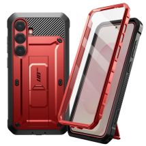 Coque Intégrale pour Samsung Galaxy S25 Antichoc Béquille Support Rouge