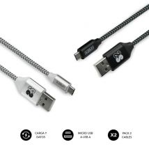 SUBBLIM PACK 2 CABLES USB A MICRO USB (2.4A) 1M BLACK/SILVER câble USB Micro-USB A Aluminium, Noir, Gris, Blanc