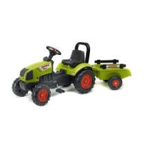 Trattore a pedali FALK Claas Arion 410 con rimorchio staccabile, pedalata, clacson, sedile nero, verde CLAAS - Nuovo