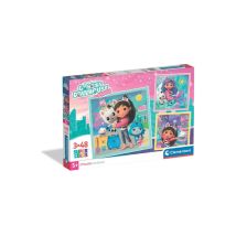 Puzzle CLEMENTONI Gabby's Dollhouse 3x48 piezas Cartón grueso Colores pastel - Nuevo