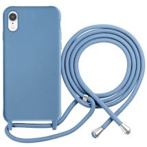 Coque pour iPhone XR en TPU Premium Color Lace avec Cordon Tour de Cou Bleu