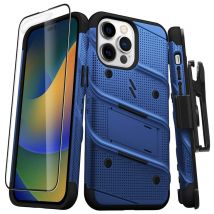 Coque Blindé Bolt iPhone 14 Pro Max avec Support et Verre Trempé Résistant 3.5m Bleu marine