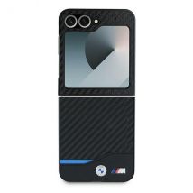 Étui BMW pour Samsung Z Flip6 F741 noir étui rigide Carbon Blue Line