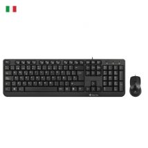 NGS Cocoa Kit, QWERTY, IT teclado Ratón incluido Universal USB Italiano Negro - Nuevo