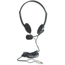 Manhattan 164429 casque Avec fil Arceau Appels/Musique Noir, Argent