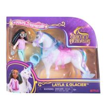 Figurine Layla + Glacier - 5 accessori inclusi - da 4 anni - La Scuola delle Unicorns - Nuovo