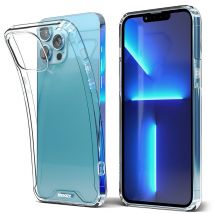 Moozy Xframe Coque antichoc pour iPhone 13 Pro Max – Coque à bord transparent, coque hybride double couleur transparente avec bord en TPU absorbant 