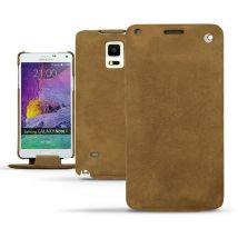 Funda de piel Samsung SM-N910 Galaxy Note 4 - Solapa vertical - Beige - Piel nobuck - Nuevo