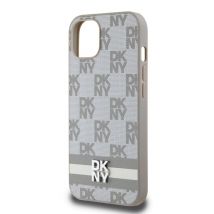 Coque pour iPhone 13 Élégante avec Motifs à Carreaux et à Rayures Beige