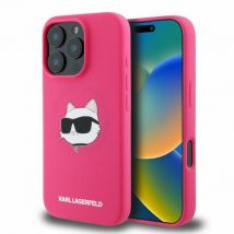 Étui Karl Lagerfeld pour iPhone 16 Pro Max 6.9 rose fushia étui rigide Silicone Choupette Head Print MagSafe