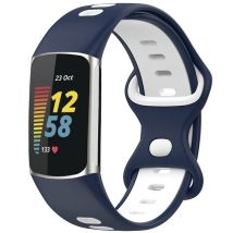 imoshion Bracelet Sport? en silicone pour Fitbit Charge 5 / 6 - Dark Blue & White