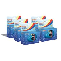GT Photo GT27WP Realishot Splash - Pack de 5 Cámaras Descartables Impermeables, 27 Fotos, 35mm, 4K Ultra HD, Impermeable - Azul - Nuevo