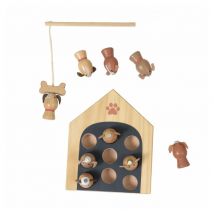 Juego educativo de pesca con 9 perros de madera - Nuevo
