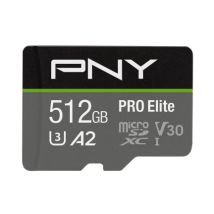 SD-MICRO PNY 512GB PRO Elite Class 10 / UHS-I U3, A1, V30, READ:100MB/WRITE:90 MB/S (4K-FHD) SDUX512U3100PRO-GE - Nuovo