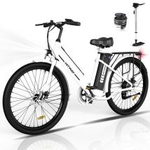 Vélo électrique HITWAY 26 pouces - Moteur 250W,E-Bike avec Batterie au Lithium Amovible 36V 8,4Ah - Blanc