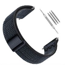 Bracelet de Montre en Nylon Compatible Garmin 22mm - Forerunner 245/255/265M Black+Blue