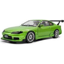Voiture miniature SOLIDO Nissan Silvia 1999 1:18 - finition métallisée verte, aileron, jantes multibrins