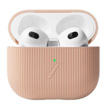 Coque pour Airpods 3 Curve en Silicone avec Texture Rayée Rose