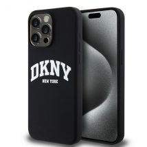 Étui DKNY pour iPhone 15 Pro Max 6.7 noir étui rigide Liquid Silicone White Printed Logo MagSafe