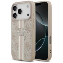 Guess 4G Étui MagSafe à rayures pour iPhone 17 Pro rose