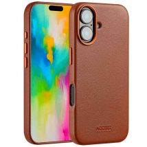 Accezz Coque arrière en cuir avec MagSafe pour Apple iPhone 16 - Sienna Brown
