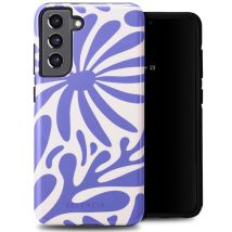 Selencia Coque arrière Vivid pour Samsung Galaxy S21 FE - Modern Bloom Sapphire Blue