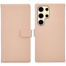 Selencia Étui portefeuille en cuir véritable pour Samsung Galaxy S25 Ultra - Dusty Pink