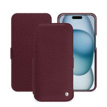 Housse cuir Apple iPhone 15 - Rabat horizontal - Violet - Cuir grainé