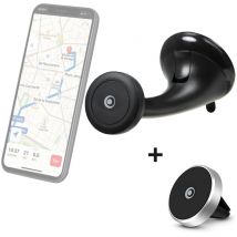 2 in 1 Supporto magnetico per auto su parabrezza + ventilazione nero - 100% plastica riciclata Bigben - Nuovo