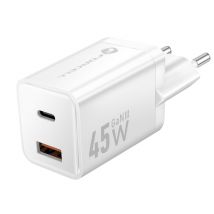 Forcell Cargador de red 45W USB / USB-C PD / QC 4.0 GaN III Ultra-Compact Blanco - Nuevo