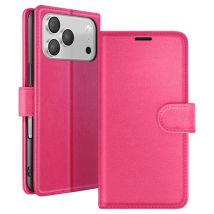 Étui Portefeuille pour iPhone 17 Pro avec Support et Languette Magnétique Fuchsia