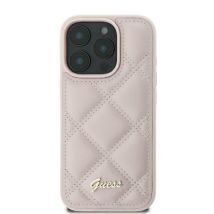 Étui Guess pour iPhone 16 6.1 rose étui rigide Quiled Metal Logo