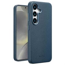 Accezz Coque arrière en cuir avec Magsafe pour Samsung Galaxy S25 - Nightfall Blue