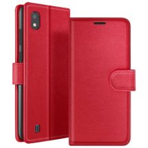 Zanaé Funda tipo cartera para Galaxy A10 con función de soporte y lengüeta magnética Rojo - Nuevo