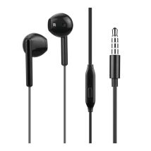 Écouteurs Filaires 1,2m Jack 3.5mm Bouton avec Microphone Noir