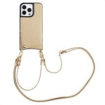 Selencia Coque de télephone Nova avec cordon et porte-cartes pour Apple iPhone 13 Pro - Beige