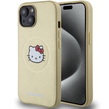 Étui Hello Kitty Leather Head MagSafe pour iPhone 14 6,1 pouces, doré